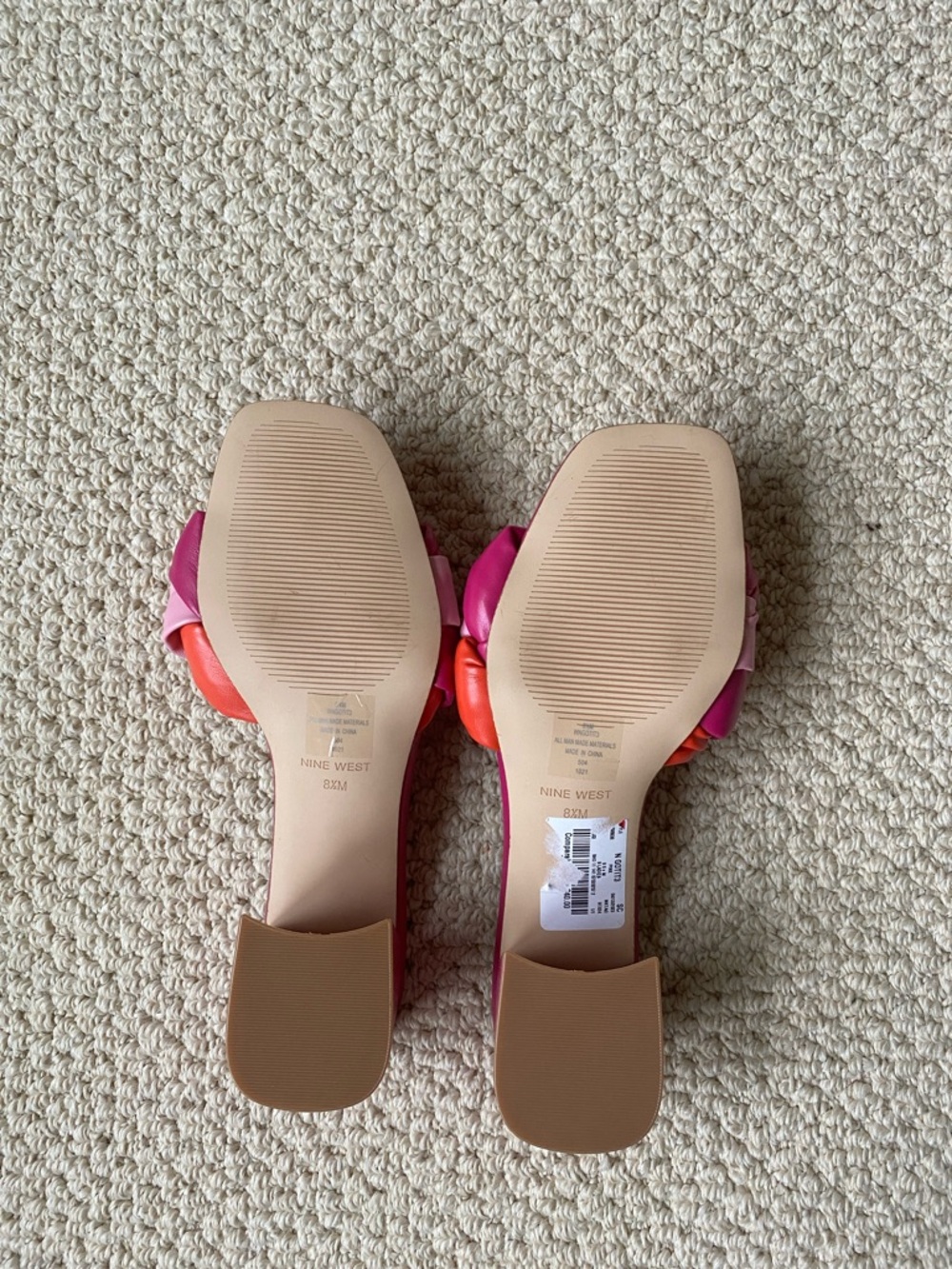 Nine West Fuchsia Braided Slide Sandals with Pink & Orange Twists - Picture 3 of 3